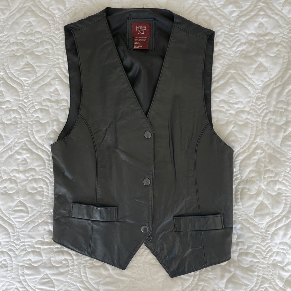 Vintage real leather vest